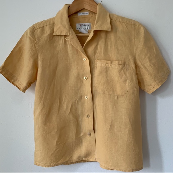 Talbots Tops - vintage 80s irish linen button down blouse top 90s